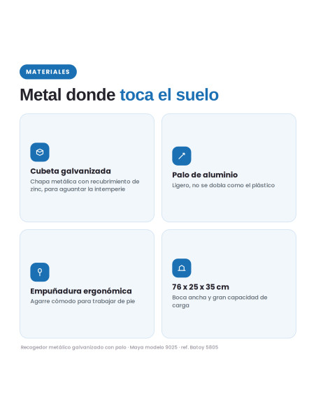 RECOGEDOR METAL GALVANIZADO CON PALO