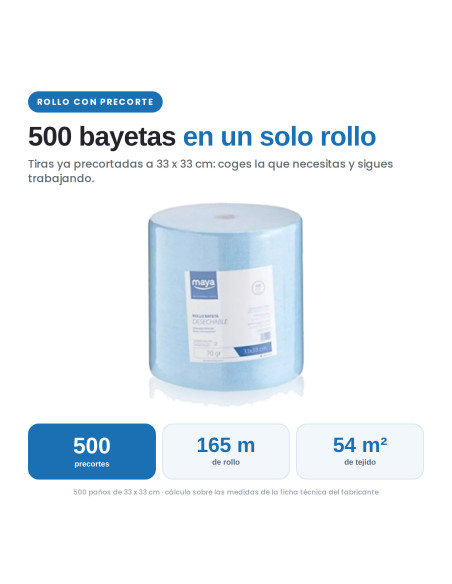 BAYETA ROLLO AZUL DESECHABLE 33X33CM 165M 70GR
