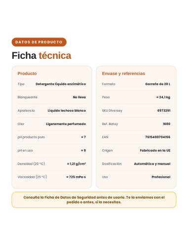 DETERGENTE ENZIMÁTICO CLAX MILD 33B1 20L