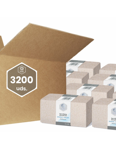 SERVILLETA AIRSOFT 20X20 2C NATURAL BLANCOPLATA(3200)