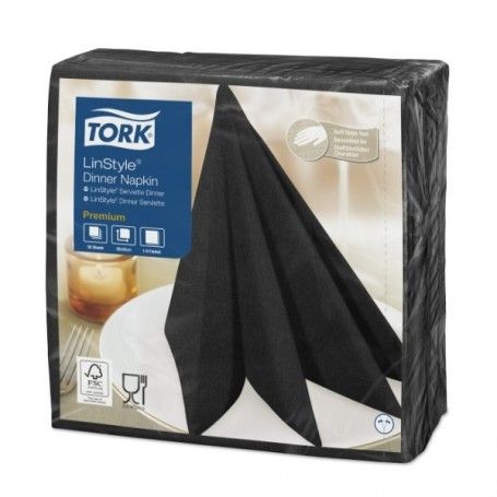 SERVILLETA TORK PREMIUM LINSTYLE NEGRA 39X39 600 UNIDADES