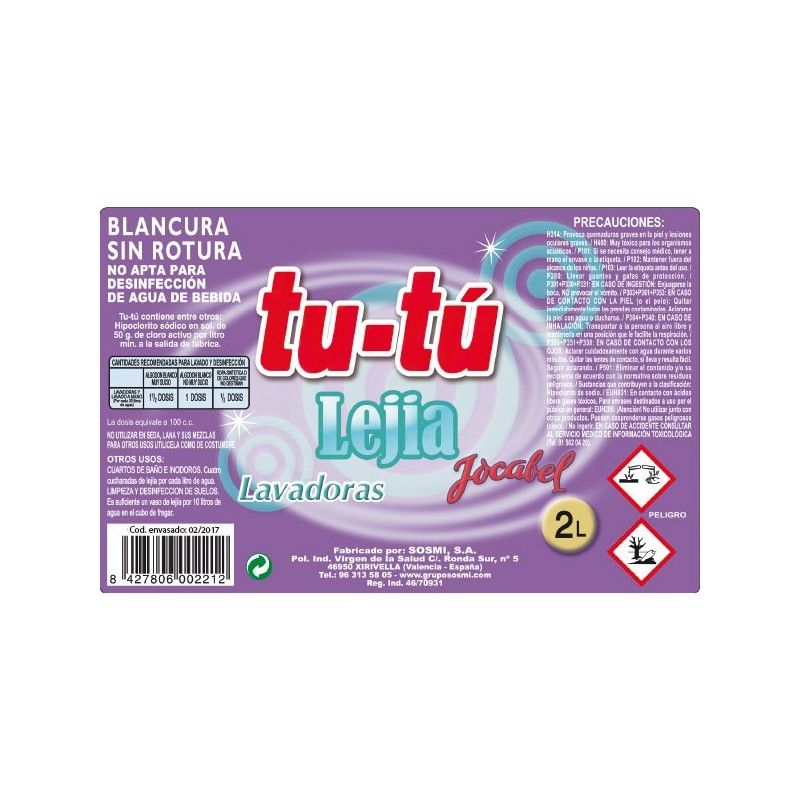 LEJÍA LAVADORA JOCABEL 2L 1 UNIDAD