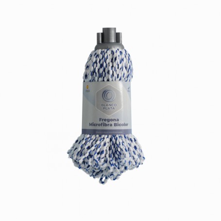 FREGONA MICROFIBRA BICOLOR MINIRENZADA 160GR BLANCOPLATA