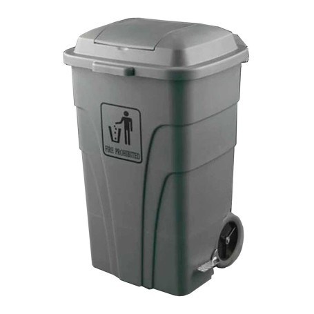 CONTENEDOR 120L APERTURA RDAS/PEDAL GRIS AF