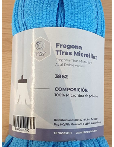 Pack Cubo Fregona Azul 12l + Mango titanio 140cm + Recambio Fregona  Microfibra Tiras