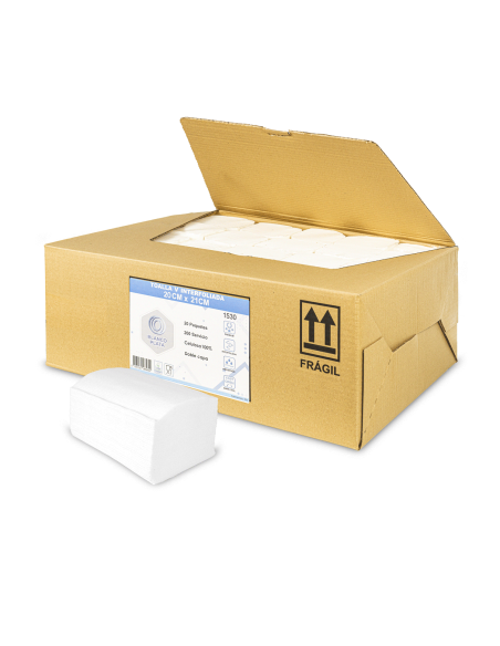 TOALLA V INTERFOLIADA 2 CAPAS PASTA PURA BLANCOPLATA 4000 UNIDADES