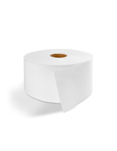 PAPEL WC INDUSTRIAL 150M 2 CAPAS LAMINADO PASTA PURA BLANCOPLATA 12 UNIDADES