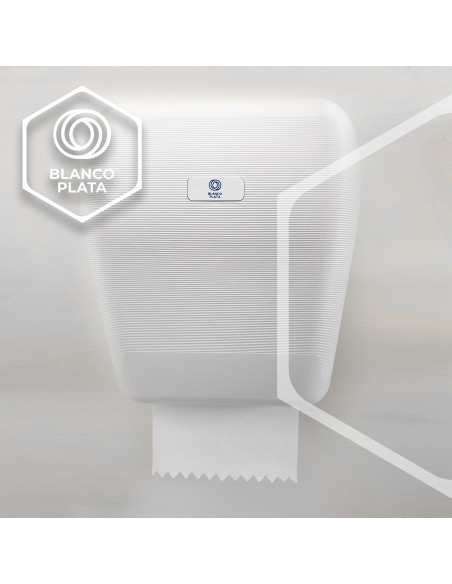 DISPENSADOR BOBINA AUTOCORTE CAUTIVO BLANCOPLATA