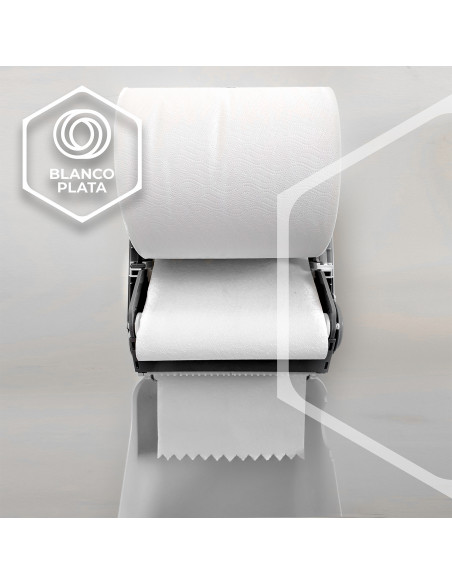 DISPENSADOR BOBINA AUTOCORTE CAUTIVO BLANCOPLATA