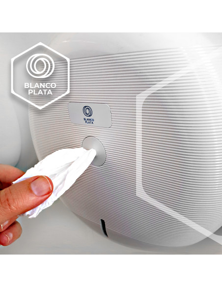 DISPENSADOR PAPEL WC EXTRACCIÓN CENTRAL BLANCOPLATA