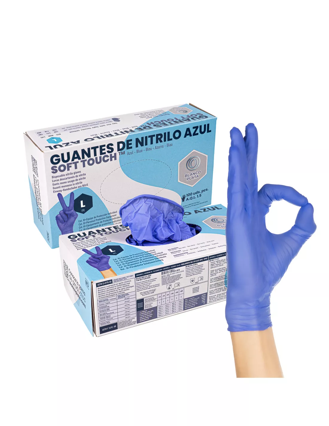 Guantes de Nitrilo Azul – Display x 100 unidades – R&G Indumentaria de  Seguridad e Higiene para el sector Alimentario, Hospitalario e Industrial