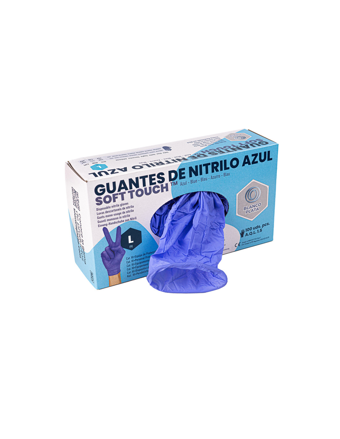 Guantes multiusos de nitrilo para uso general, talla L, color azul, 100 por  caja