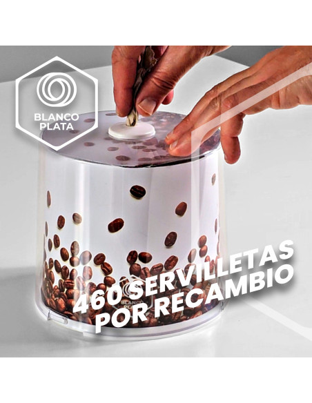 Servilletero de mesa SoftNap Blancoplata Personalizable + 460 serviletas blancas