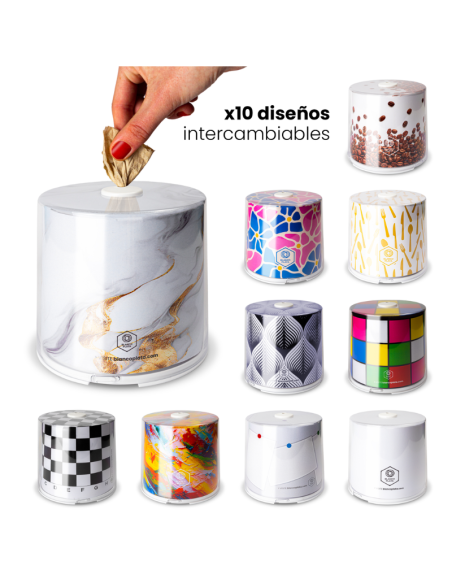 Caja para pañuelos y servilletas Blancoplata Softnap 10 diseños intercambiables incluye recambio con 400 servilletas ecológicas