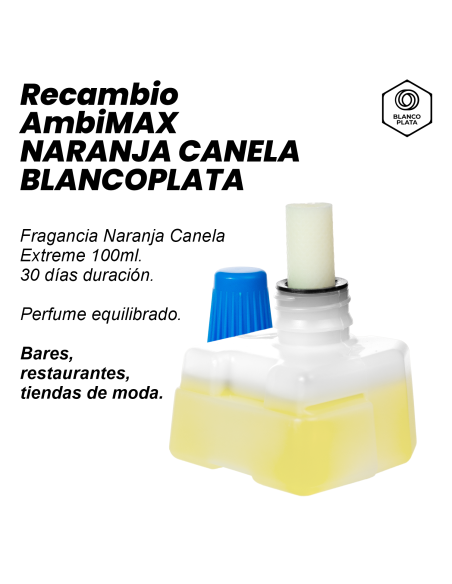 RECAMBIO AMBIMAX FRAGANCIA NARANJA EXTREM 100ML 30 DÍAS DE DURACIÓN. FRESCOR Y NEUTRALIZADOR DE OLOR