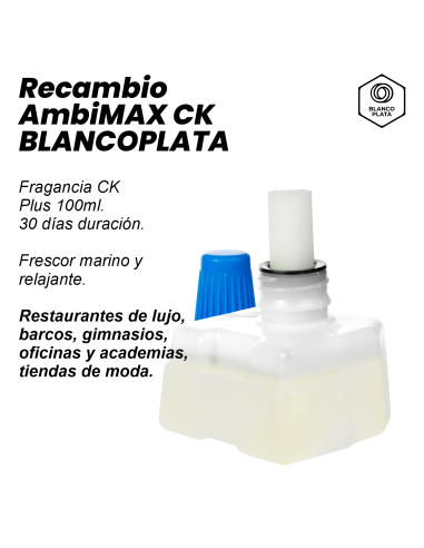 RECAMBIO AMBIMAX FRAGANCIA CK PLUS 100ML 30 DÍAS DE DURACIÓN. PERFUMA, SENSACIÓN DE BIENESTAR