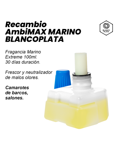 RECAMBIO AMBIMAX FRAGANCIA MARINO EXTREM 100ML 30 DÍAS DE DURACIÓN. FRESCOR Y NEUTRALIZADOR DE MALOS OLORES