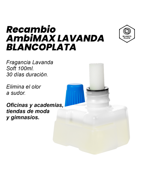 RECAMBIO AMBIMAX FRAGANCIA LAVANDA SOFT 100ML 30 DÍAS DE DURACIÓN. ELIMINA EL OLOR A SUDOR