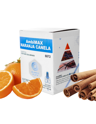 RECAMBIO AMBIMAX FRAGANCIA NARANJA-CANELA EXTREM 100ML 30 DÍAS DE DURACIÓN. PERFUME EQUILIBRADO