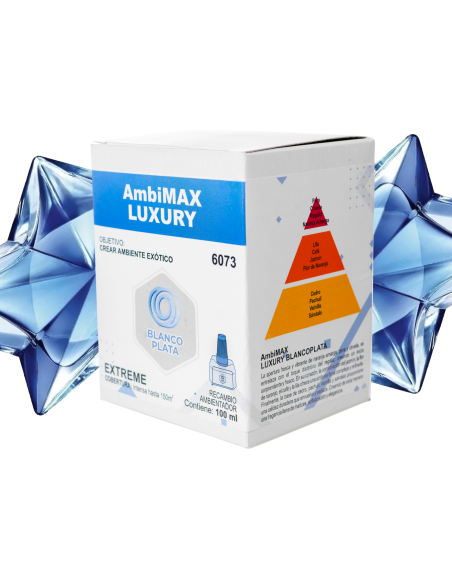 RECAMBIO AMBIMAX FRAGANCIA LUXURY EXTREM 100ML 30 DÍAS DE DURACIÓN. AMBIENTE FRESCO Y EXÓTICO.