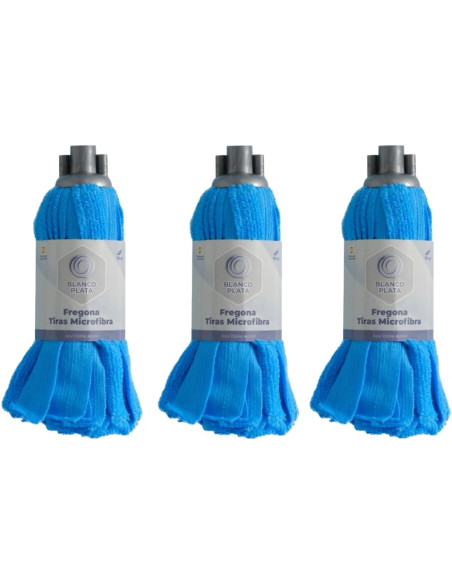 FREGONA MICROFIBRA. AZUL 150GR BLANCOPLATA 3 UNIDADES