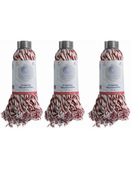 FREGONA MICROFIBRAS Y ALGODÓN PACK 3 UNIDADES