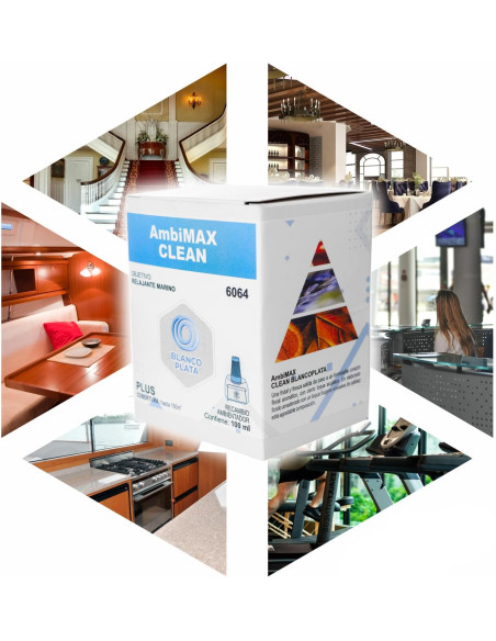 RECAMBIO AMBIMAX FRAGANCIA CLEAN PLUS 100ML 30 DÍAS DE DURACIÓN. FRESCOR MARINO Y RELAJANTE