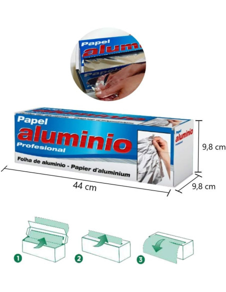 PAPEL ALUMINIO INDUSTRIAL ANCHO 40CM 200M 2KG 13 MICRAS