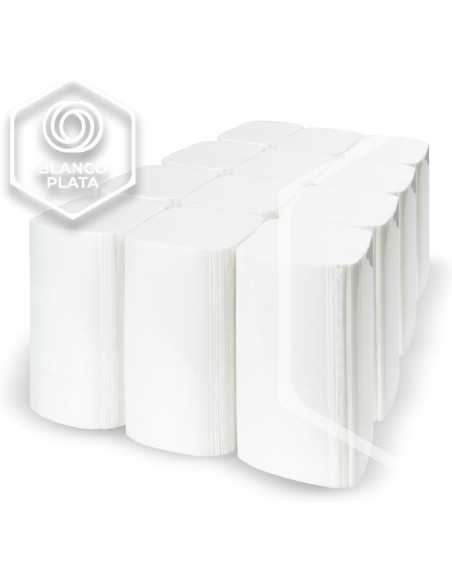 TOALLA V INTERFOLIADA 2 CAPAS PASTA PURA BLANCOPLATA 3000 UNIDADES