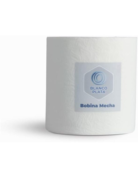 BOBINA INDUSTRIAL 350M 2 CAPAS LAMINADA PASTA PURA BLANCO PLATA 2 UNIDADES