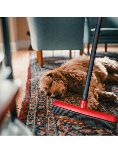 ESCOBA DE GOMA NEGRO/ROJO 32x10x4cm