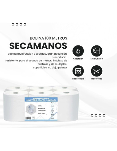 BOBINA SECAMANOS 100M 2C.LAM P/P...