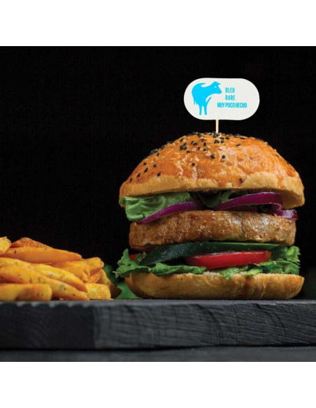 MARCADOR PARA CARNE MUY POCO HECHO 8CM 100 UNIDADES