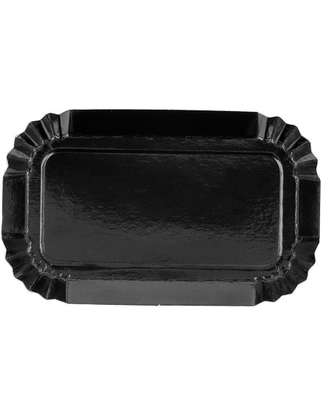 PLATO CARTÓN RECTANGULAR NEGRO 4X8CM 100 UNIDADES