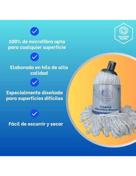 FREGONA MICROFIBRA BLANCA MINITRENZADA 160GR BLANCOPLATA