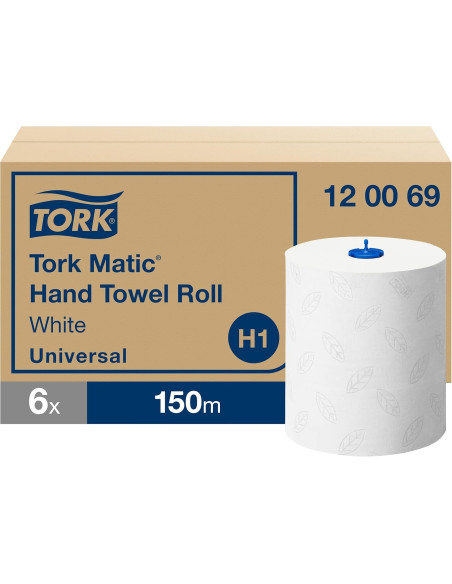 TOALLA ROLLO 2 CAPAS BLANCO UNIVERSAL TORK MATIC 150M 6 UNIDADES