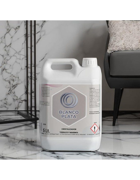 CRISTALIZADOR TERRAZO Y MARMOL BLANCOPLATA 5L