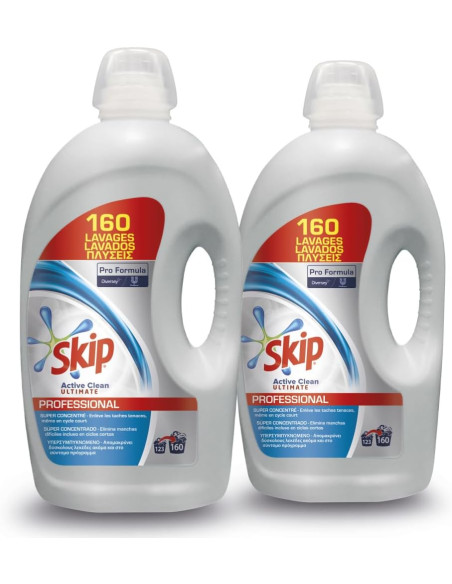 Skip. Detergente profesional Active Clean Ultimate 320 lavados. Caja 2 garrafas 4,3L
