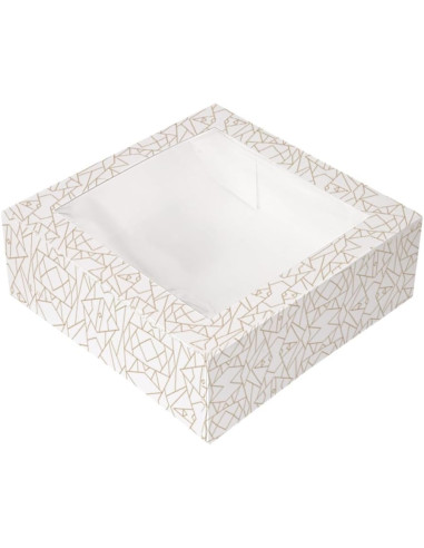 García De Pou 50 Unidades - Cajas Pastelería Con Ventana 'Thepack' 250 G/M2 + Opp 30X30X8 Cm Blanco Cartón Ondulado Nano-Micro