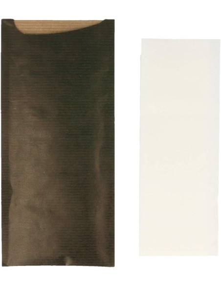 BOLSA CUBIERTOS NEGRO KRAFT+SERVILLETA BLANCA(250u)