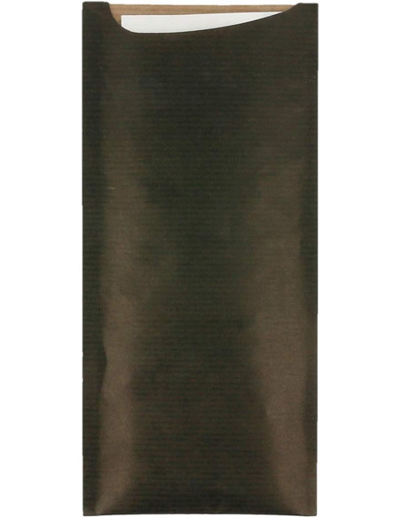 BOLSA CUBIERTOS NEGRO KRAFT+SERVILLETA BLANCA(250u)