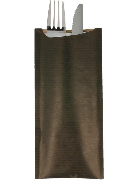 BOLSA CUBIERTOS NEGRO KRAFT+SERVILLETA BLANCA(250u)