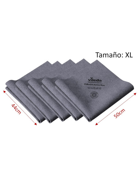 Vileda Professional Bayeta XL PURmicro Active MAX Gris 5 Unidades para Lavado de carros