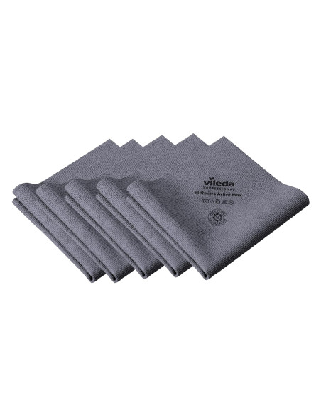 Vileda Professional Bayeta XL PURmicro Active MAX Gris 5 Unidades para Lavado de carros