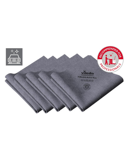 Vileda Professional Bayeta XL PURmicro Active MAX Gris 5 Unidades para Lavado de carros
