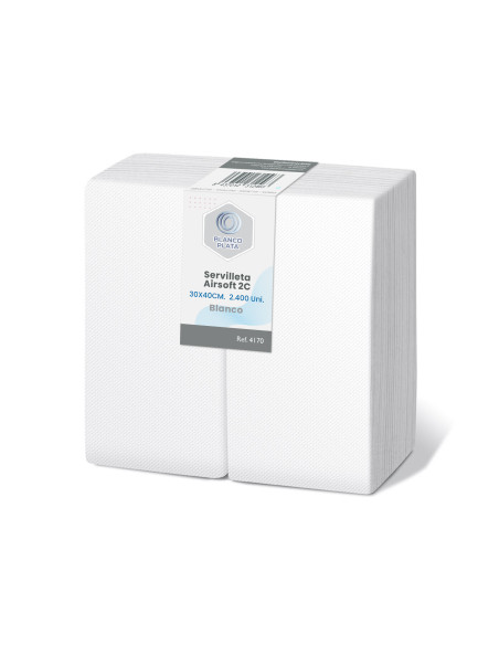 SERVILLETA AIRSOFT 30x40 2C1/6 BLANCO BLANCOPLATA 2400 UNIDADES