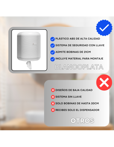 DISPENSADOR PAPEL MECHA BLANCO...