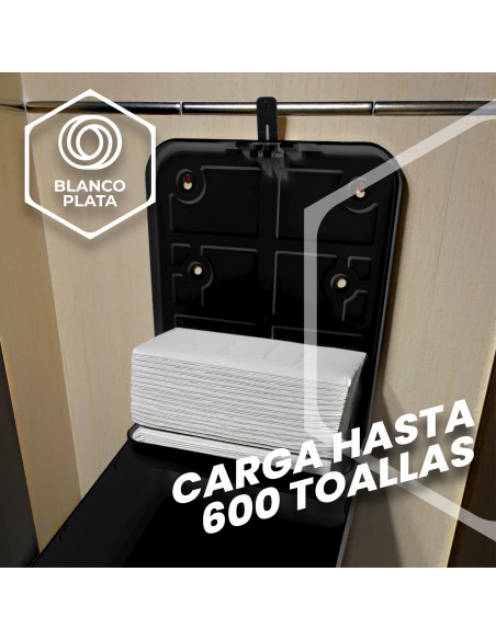 DISPENSADOR DE TOALLAS EN ZIG ZAG  NEGRO BLANCOPLATA