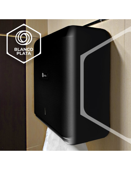 DISPENSADOR DE TOALLAS EN ZIG ZAG  NEGRO BLANCOPLATA