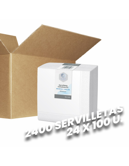 SERVILLETA CELULOSA BLANCA BLANCOPLATA 2 CAPAS 40X40 2400 UNIDADES